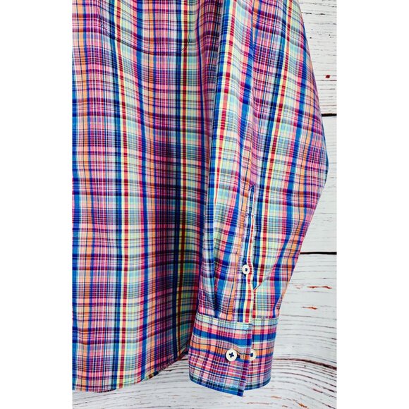 Tommy Bahama Sarasota Stretch Multicolor Plaid Long Sleeve Button-Up Shirt L/XL - Picture 9 of 15